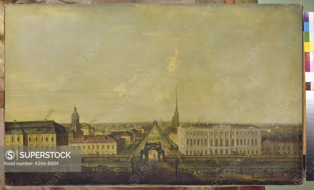 View on Saint Petersburg by Anonymous artist, Oil on canvas, Russia, St. Petersburg, State Russian Museum, 72x110