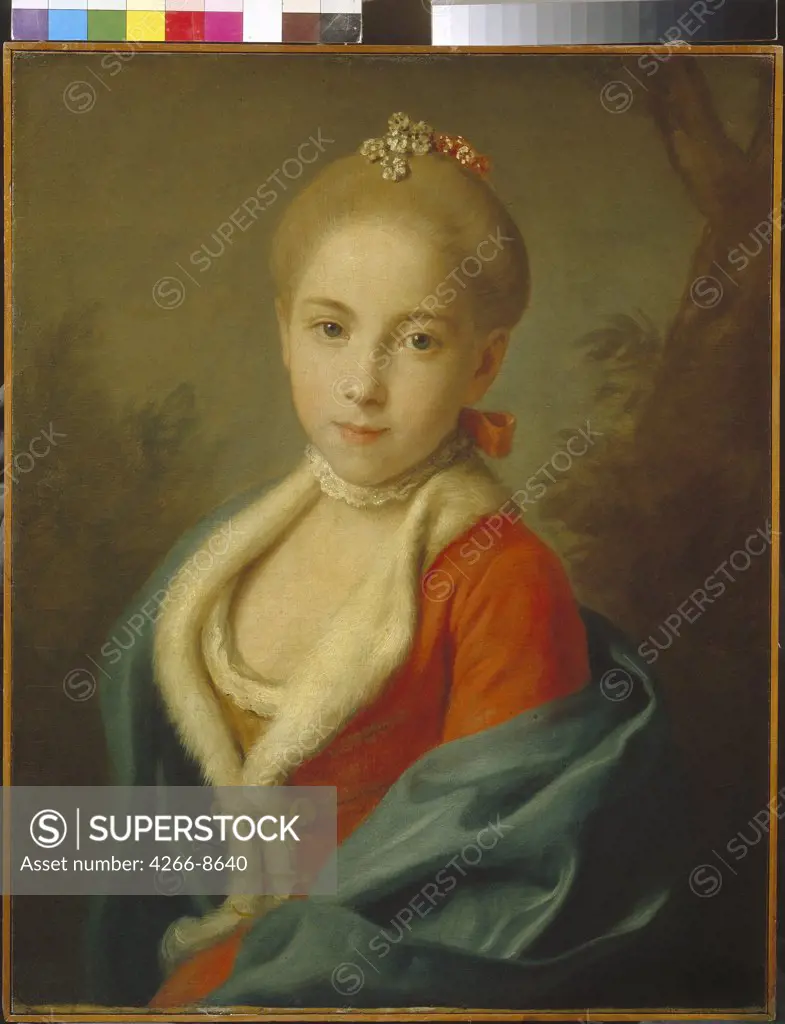 Portrait of Catherine of Holstein-Beck by Pietro Antonio Rotari, Oil on canvas, 1760-1762, 1707-1762, Russia, Moscow, State A. Pushkin Museum of Fine Arts, 57x45