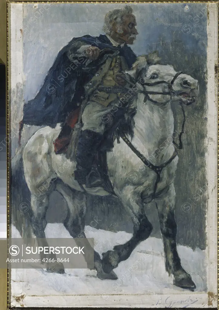Field Marshal on horse by Vasili Ivanovich Surikov, Oil on canvas, 1897-1898, 1848-1916, Russia, Moscow, State Tretyakov Gallery, 63, 3x43, 3