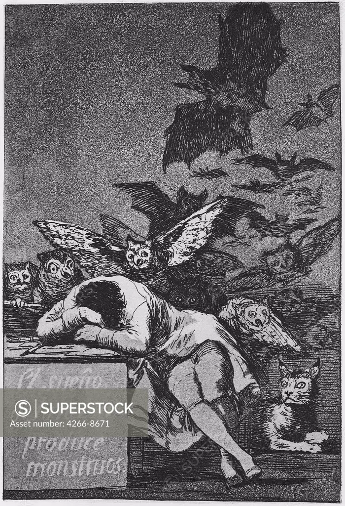 Illustration from Los Caprichos set by Francisco de Goya, Etching, 1797-1798, 1746-1828, Russia, St. Petersburg, State Hermitage, 21, 5x15