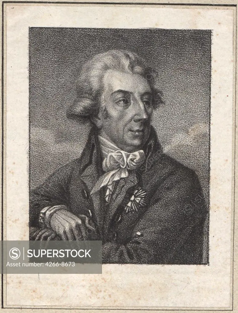 Portrait of prince Adam Czartoryski by Jozef Sonntag, Copper engraving, 1784-1834, Private Collection