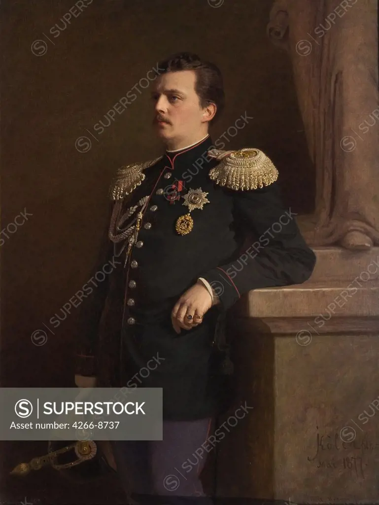 Portrait of grand duke Vladimir Alexandrovich by Ivan Nikolayevich Kramskoi, Oil on canvas, 1880s, 1837-1887, Rusia, Saint Petersburg, State Museum of the History of Saint Petersburg