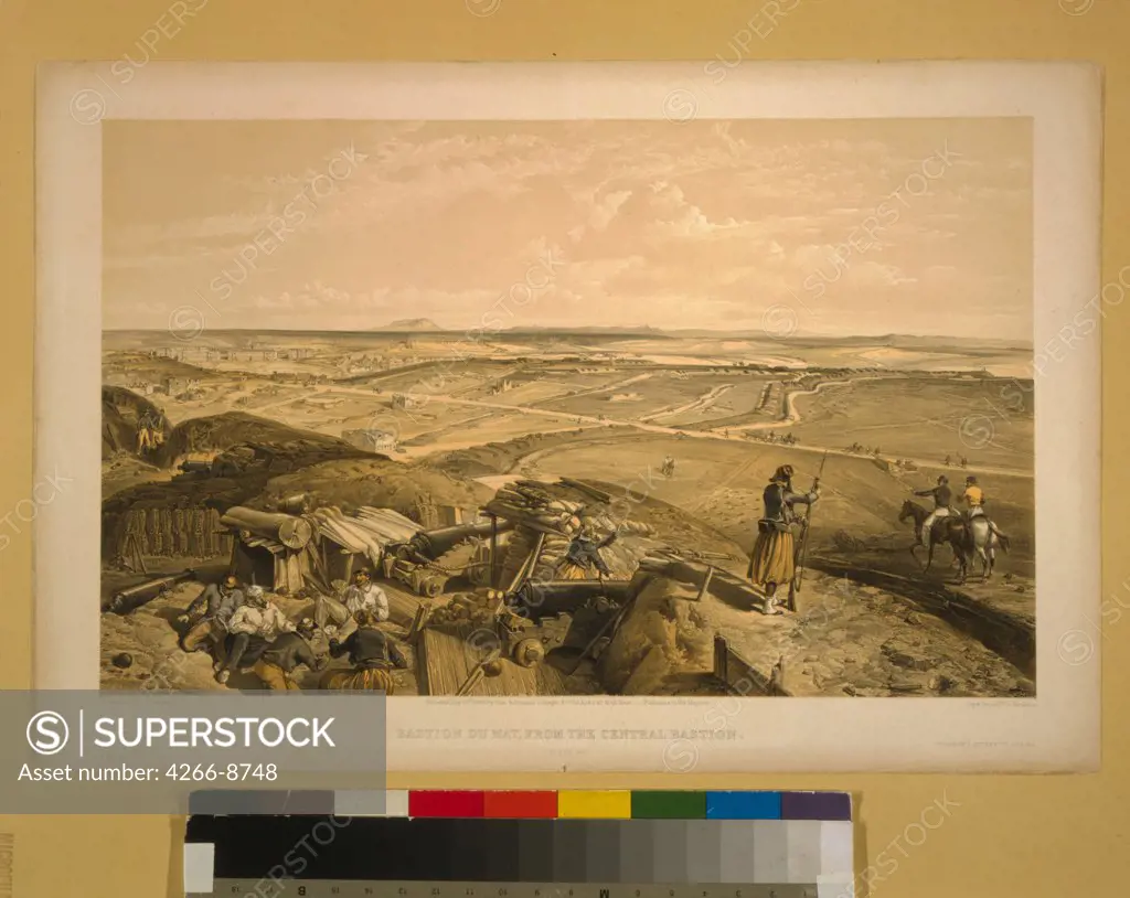 Defence of Sevastopol by William Simpson, Lithograph, Watercolour, 1855, 1832-1898, Ukraine, Sevastopol, State Museum of the Defence of Sevastopol 1854-1855