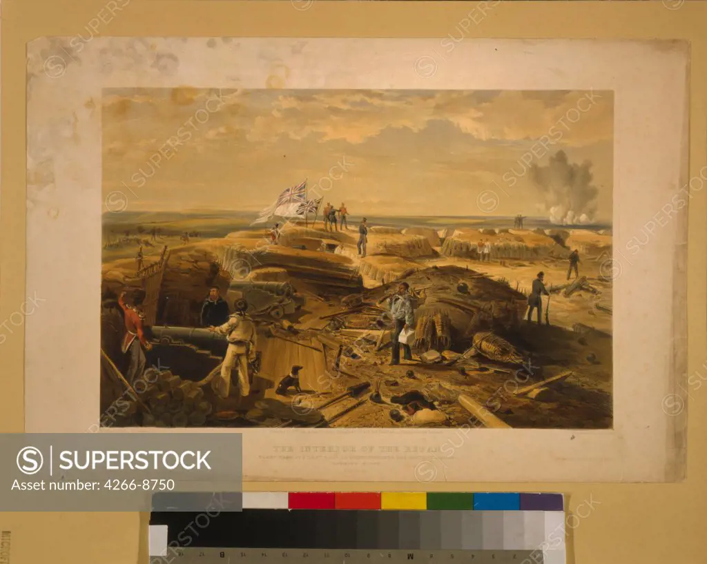 Defence of Sevastopol by William Simpson, Lithograph, watercolour, 1855, 1832-1898, Ukraine, Sevastopol, State Museum of the Defence of Sevastopol 1854-1855