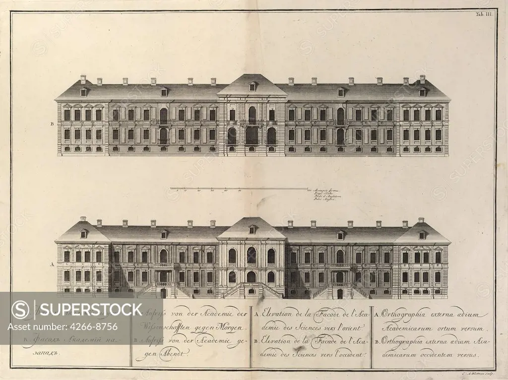 Academy of Sciences in Saint Petersburg by Giacomo Antonio Domenico Quarenghi, Etching, 1741, 1744-1817, Russia, St. Petersburg, Museum of Fine Arts Academy