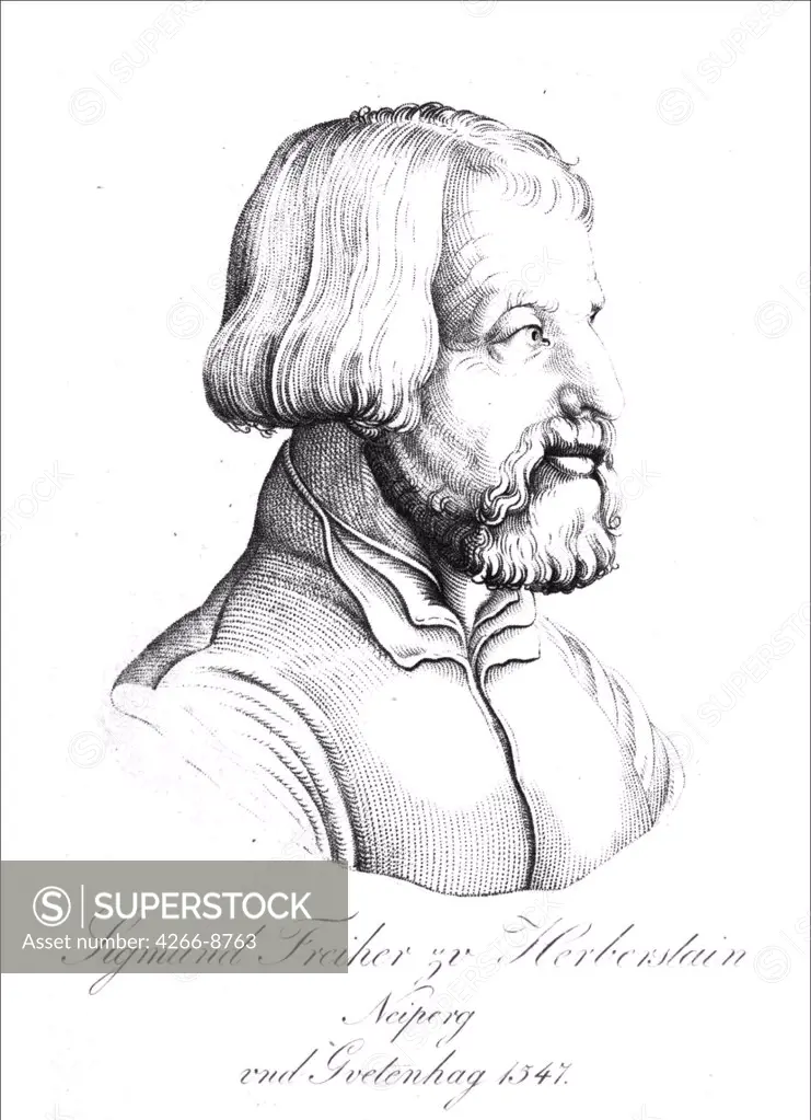 Portrait of Sigmund von Herberstein by Anonymous artist, Woodcut, 1547, Russia, Moscow, State History Museum