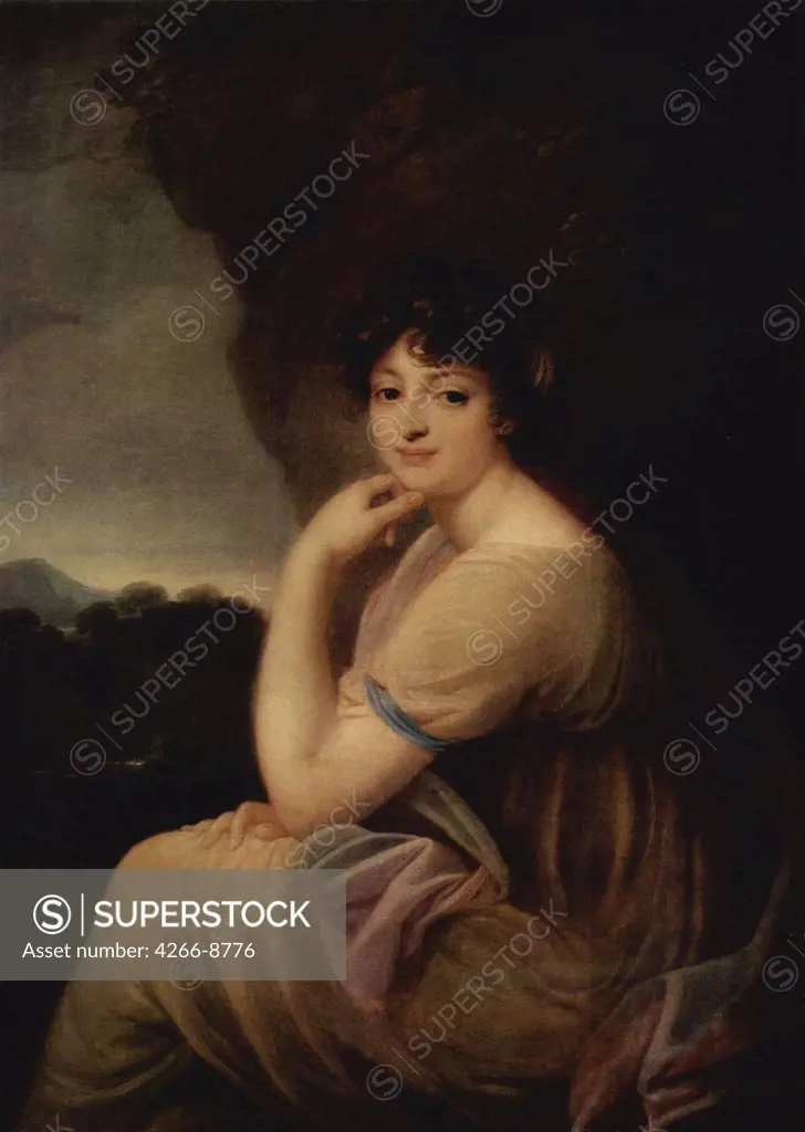 Portrait of Yekaterina Bakunina by Jozef Grassi, Oil on canvas, circa 1815, 1757-1838, Russia, St. Petersburg, State Hermitage, 108, 5x78, 5