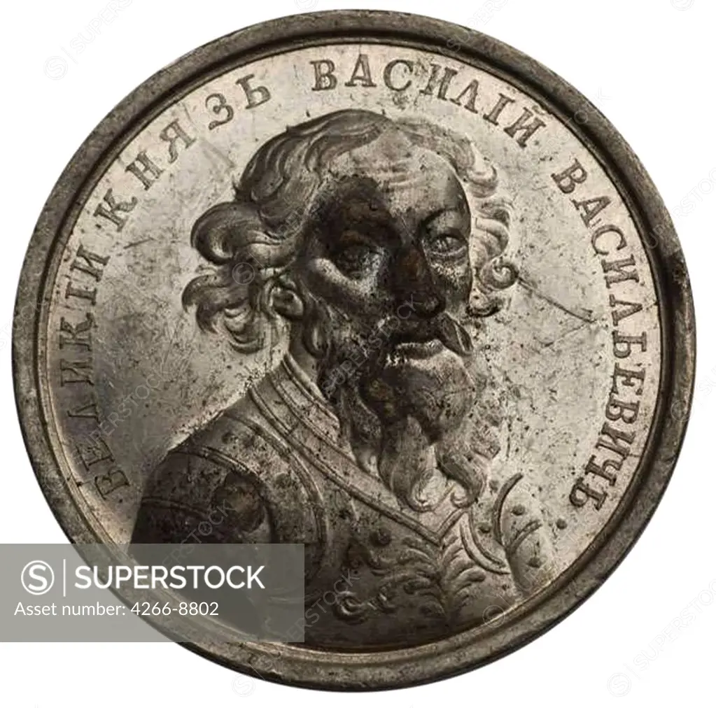 Medal with prince Vasily II Vasiliyevich by Anonymous artist, Tin, 18th century, Private Collection, D 38