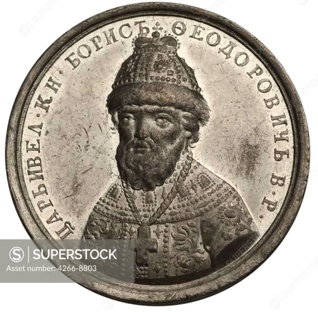 Medal with Tsar Boris Godunov by Anonymous artist, Tin, 18th century, Private Collection, D 38