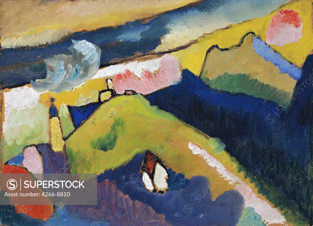 Kandinsky, Wassily Vasilyevich (1866-1944) Stadtische Galerie im Lenbachhaus, Munich 1910 32,7x44,8 Oil on cardboard Expressionism Russia 