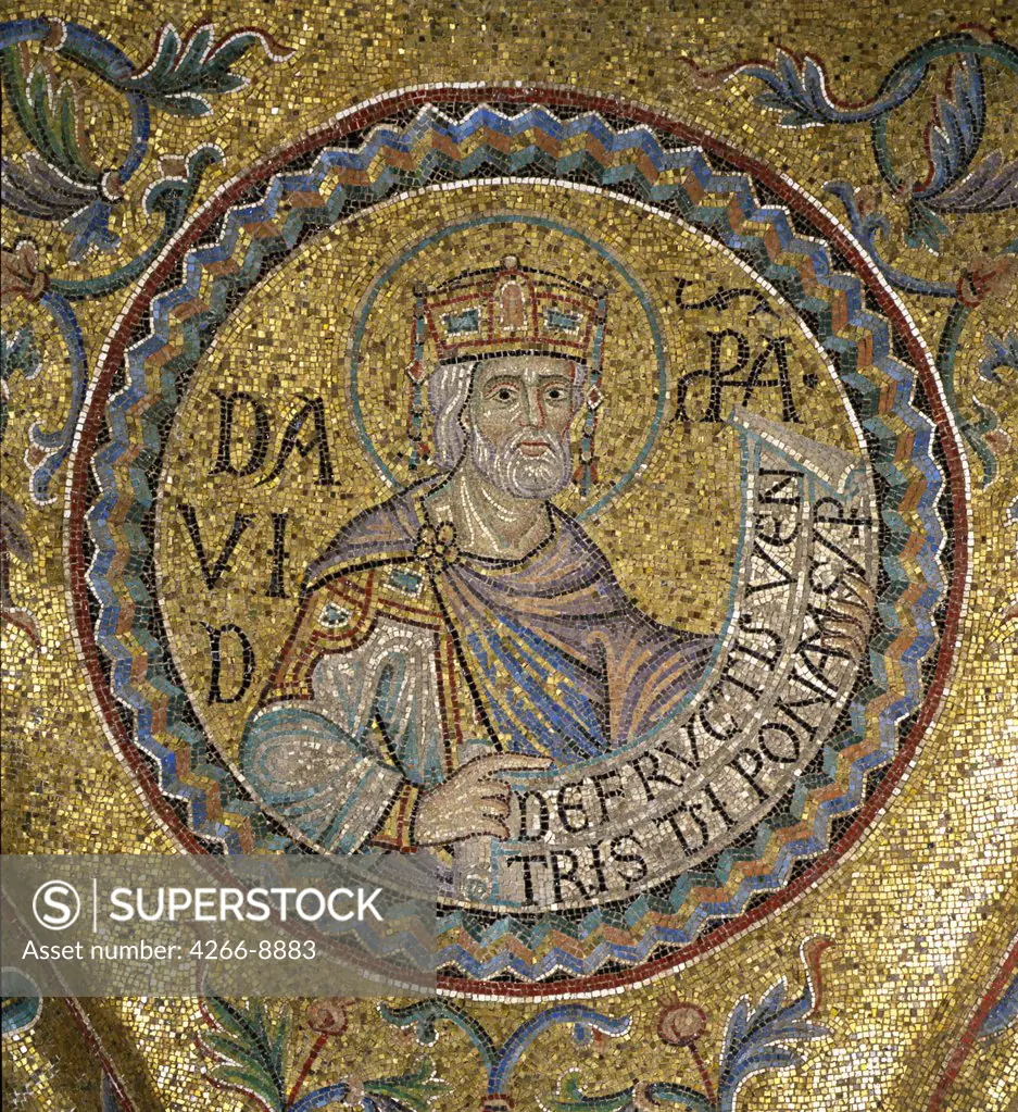 Mosaic with king David by anonymous artist, mosaic, Italy, Venice, Saint Mark's Basilica