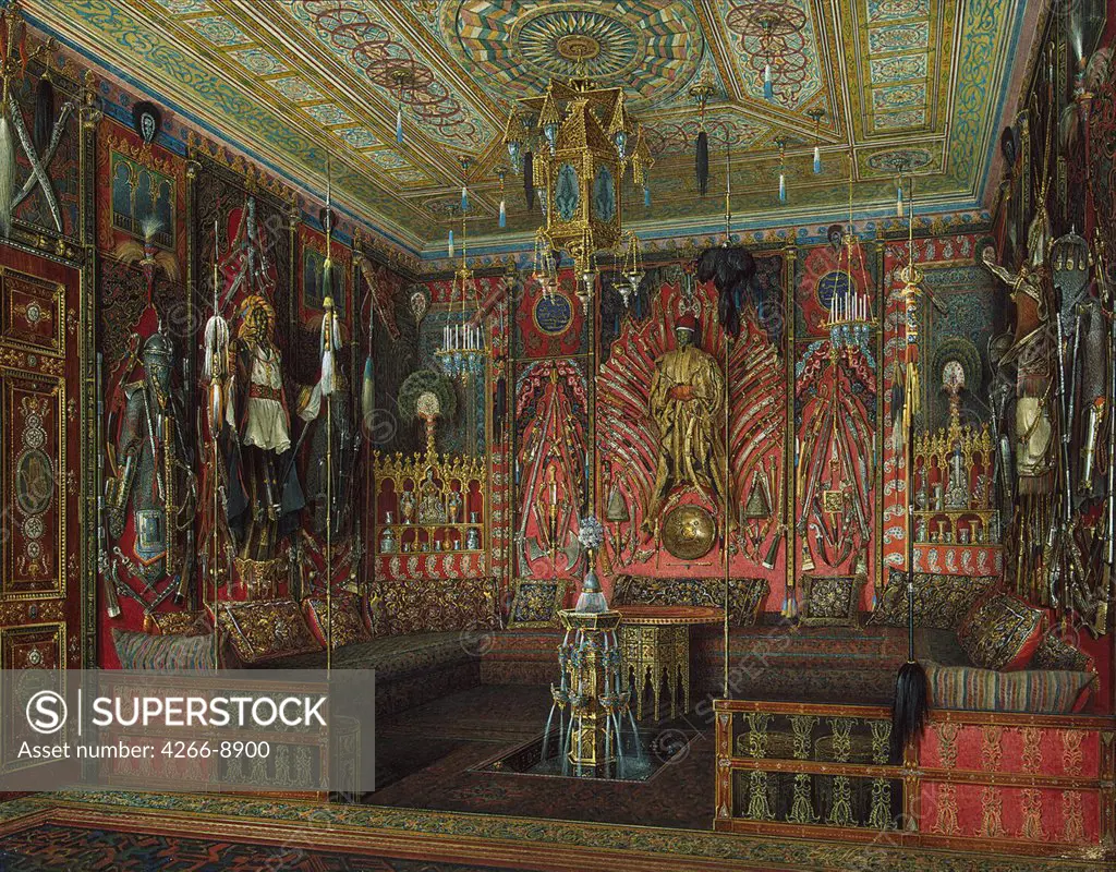 Interior of Catherine Palace in Tsarskoye Selo by anonymous artist, painting, Russia, St. Petersburg, State Hermitage, 25, 6x32, 5