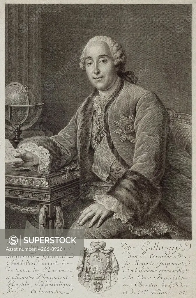 Portrait of Dmitry Golitsyn by Anonymous artist, print, Russia, St. Petersburg, State Hermitage, 53x39, 5