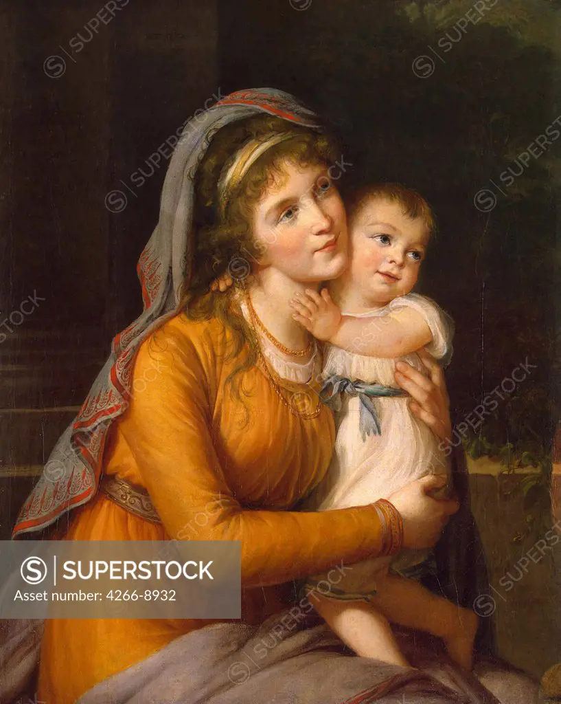 Anna Stroganova holding child by Anonymous artist, painting, Russia, St. Petersburg, State Hermitage, 90, 5x73