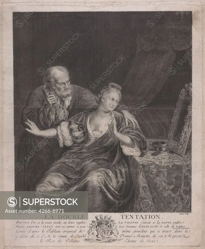 Man trying to bribe woman by anonymous artist, print, Private Collection, 35, 5x27, 5