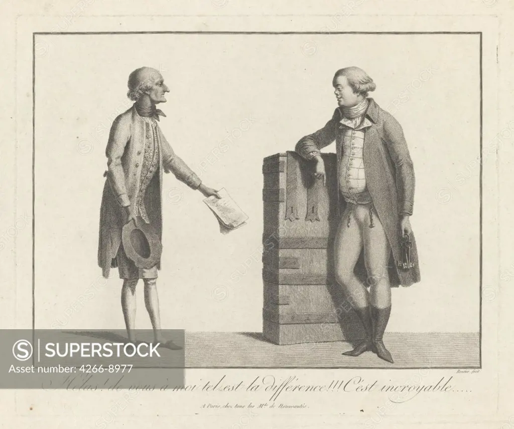 Two men discussing by anonymous artist, print, Private Collection, 26, 5x32, 5