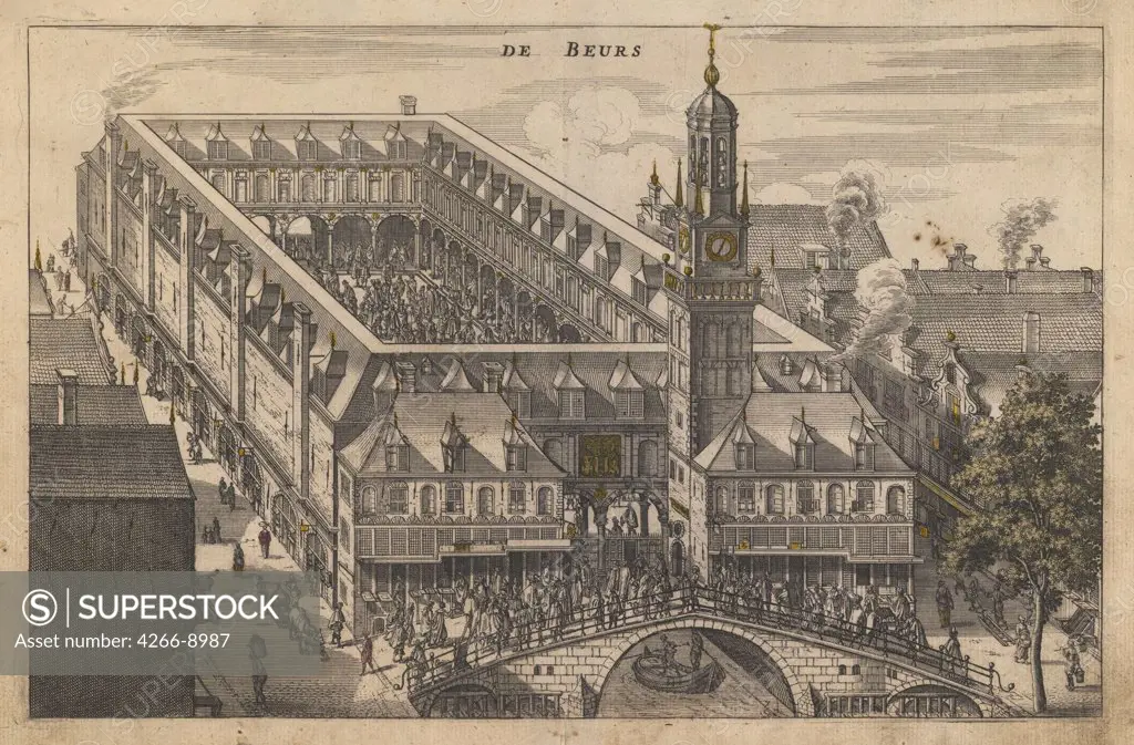 Building of bank in Amsterdam by anonymous artist, print, Private Collection, 19, 2x29, 8