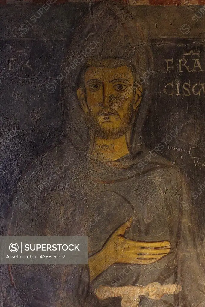 Portrait of Saint Francis of Assisi by anonymous artist, painting, Abbazia di Santa Scolastica, Subiaco