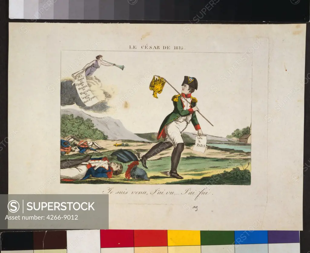Satiric picture with Napoleon Bonaparte by anonymous artist, print, Russia, Moscow, State Borodino War and History Museum,
