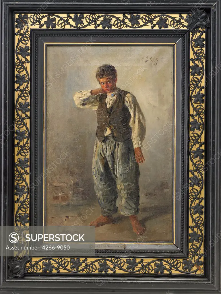 Portrait of poor boy by anonymous artist, painting, Private Collection, 33x21, 5
