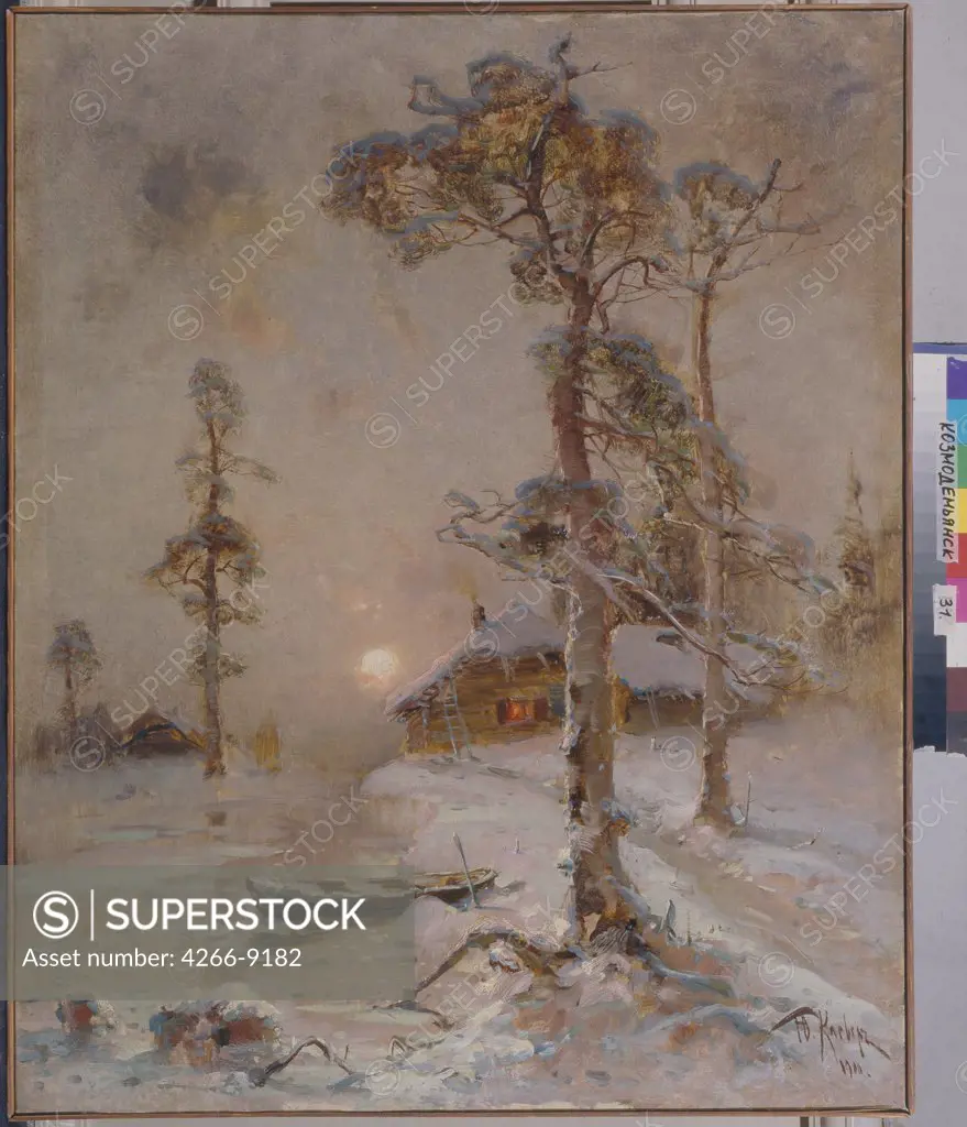 Winter landscape by anonymous artist, painting, Russia, Kozmodemyansk, Regional Art Museum, 97x78