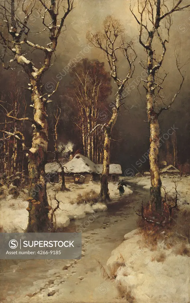 Winter landscape by anonymous artist, painting, Private Collection