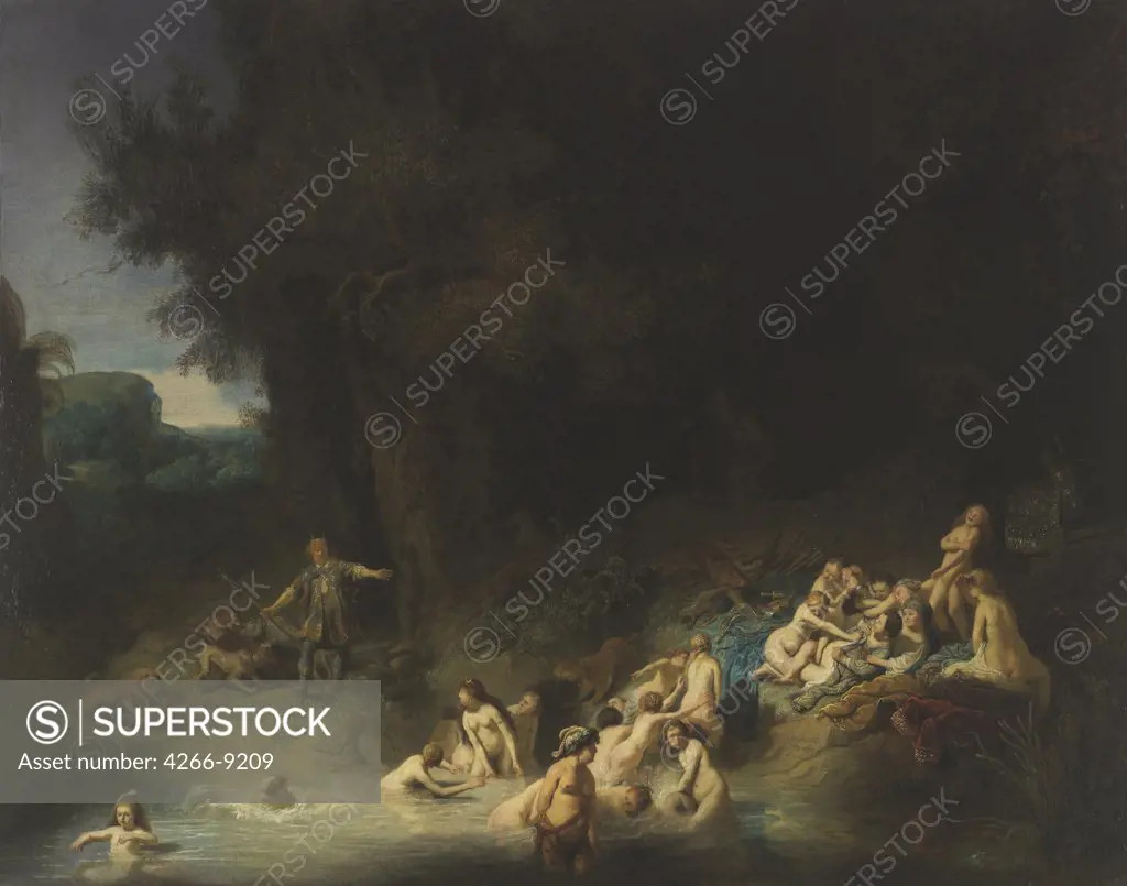 Diana and Actaeon by anonymous artist, painting, Museum Wasserburg Anholt, 73, 5x93, 5