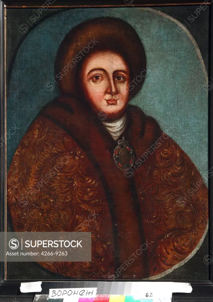 Portrait of tsarina Eudoxia Lopukhina by anonymous artist, painting, Russia, Voronezh, Regional I. Kramskoi Art Museum, 70x54