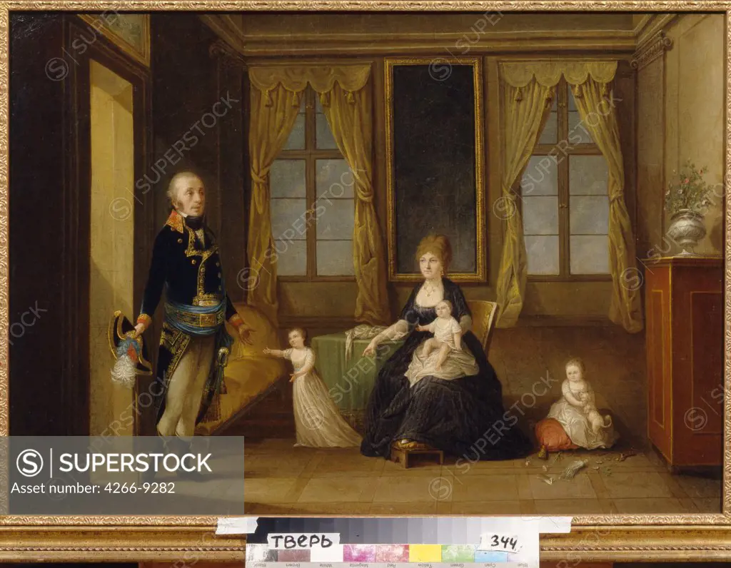 Family portrait by anonymous artist, painting, Russia, Tver, Regional Art Gallery, 62, 5x87, 5