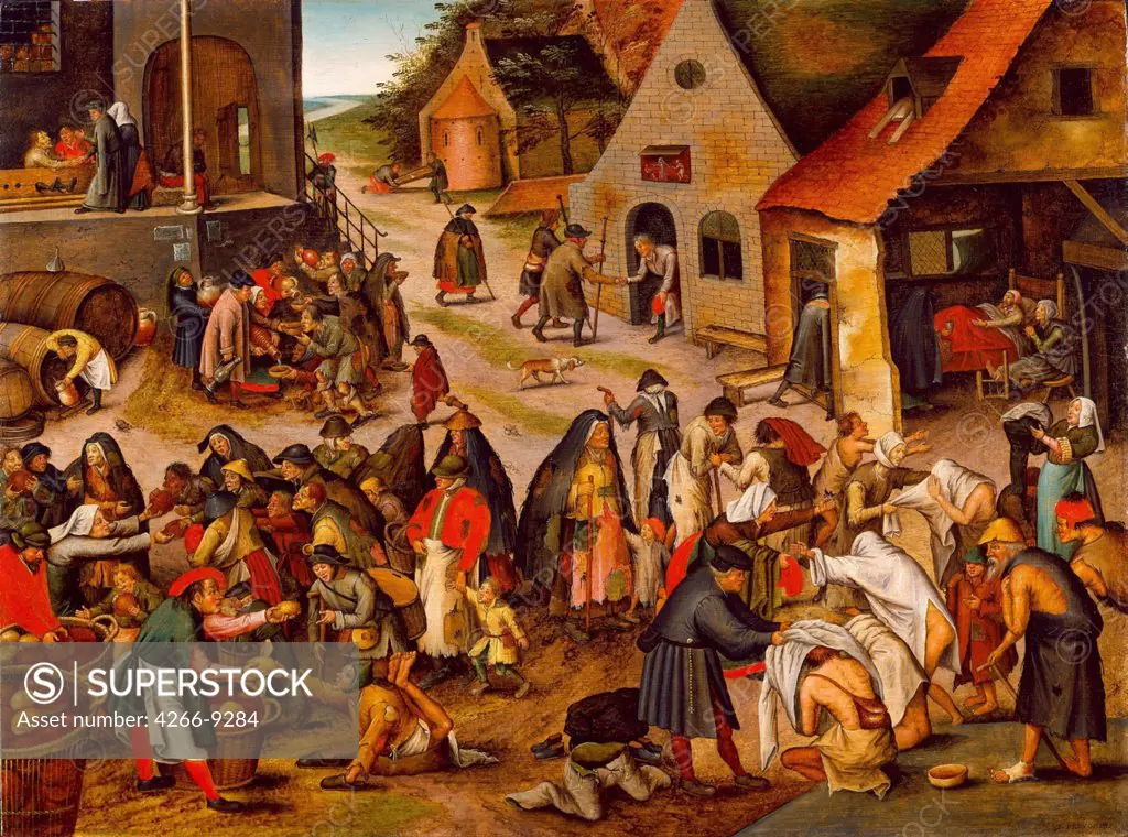 Poor people waiting for bread by anonymous artist, painting, Ulm, Museum der Brotkultur, 43, 3x57