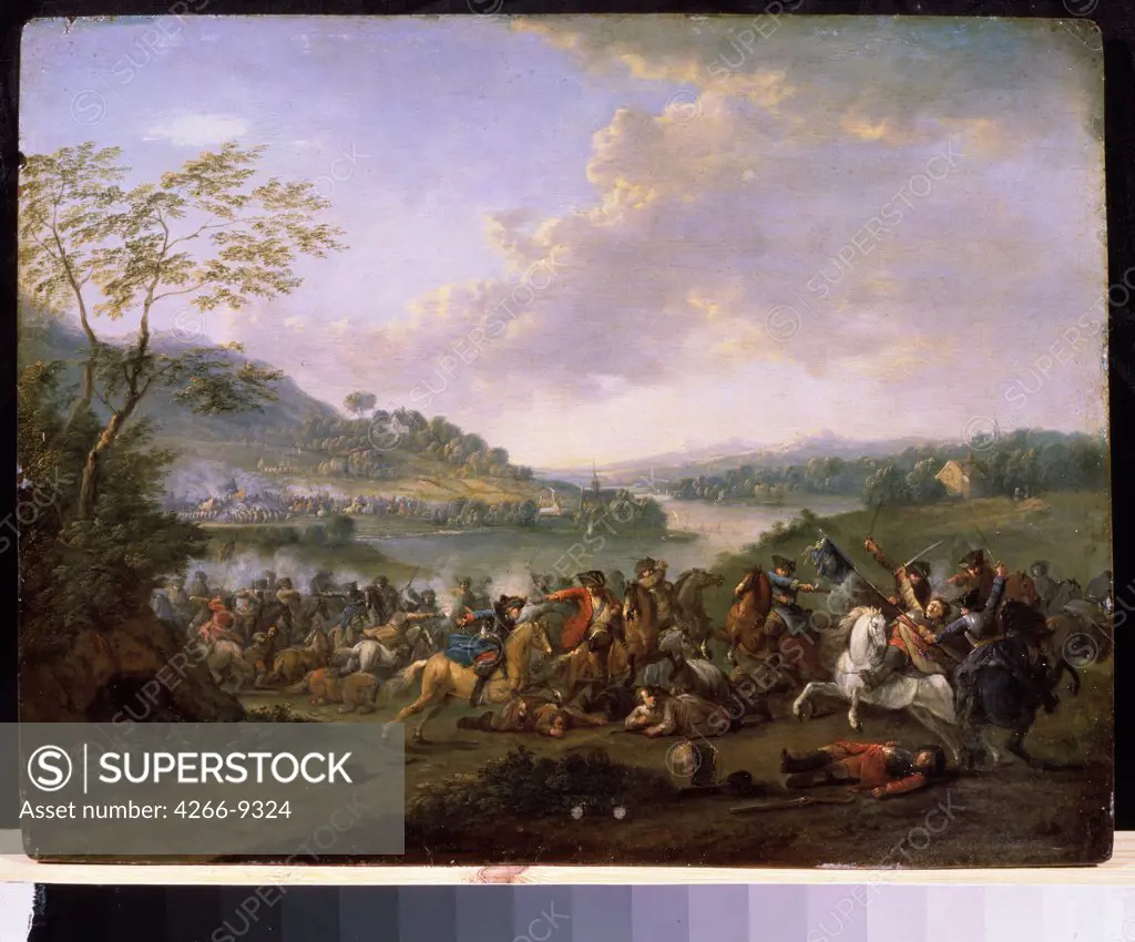 Fighting soldiers by Karel Breydel, Oil on copper, 1678-1733, Russia, Moscow, State Museum Arkhangelskoye Estate, 48x61