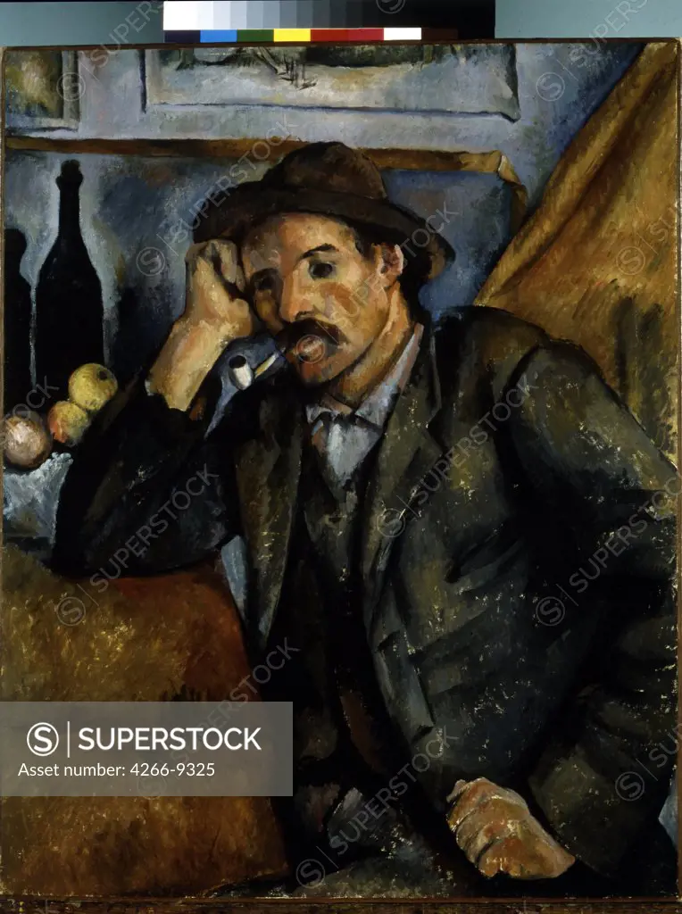 Portrait of man smoking pipe by anonymous artist, painting Paul Cezanne, Oil on canvas, 1890-1892, 1839-1906, Russia, St. Petersburg, State Hermitage, 92, 5x73, 5