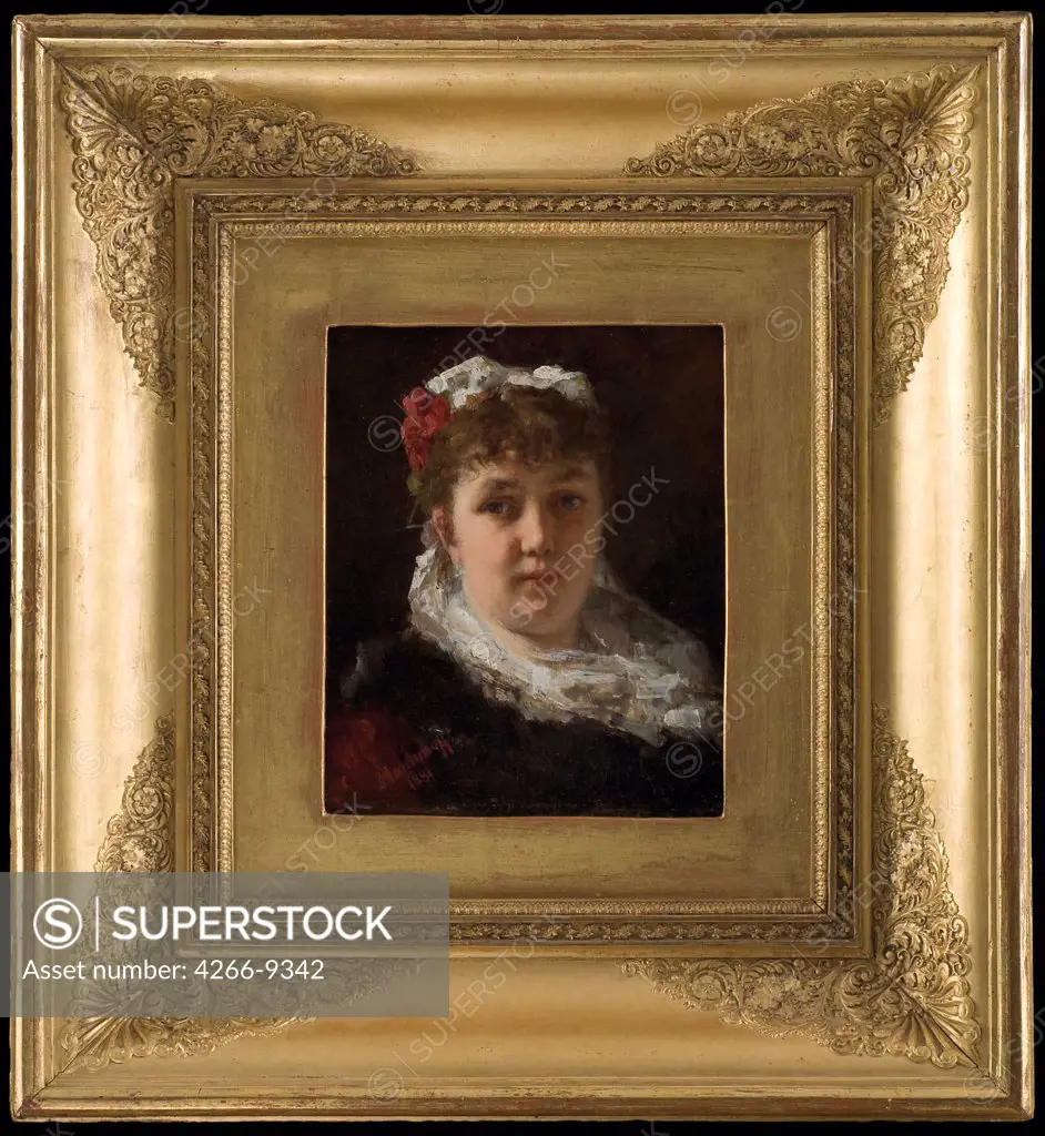Portrait of opera singer Felia Litvinne by anonymous artist, painting, Private Collection, 25, 1x21
