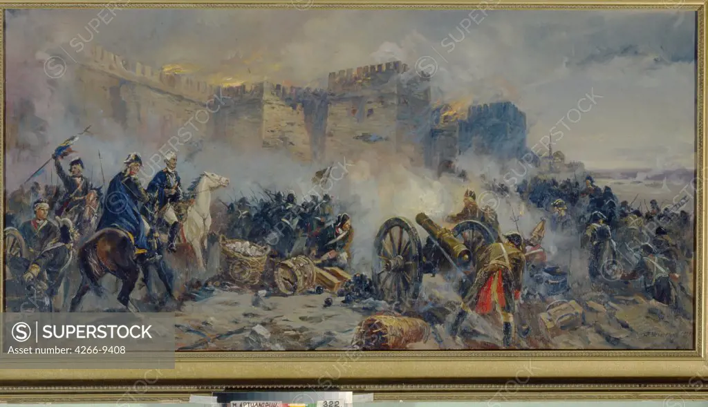 Russo-Turkish War by anonymous artist, painting, Russia, St. Petersburg, State Central Artillery Museum, 90x180