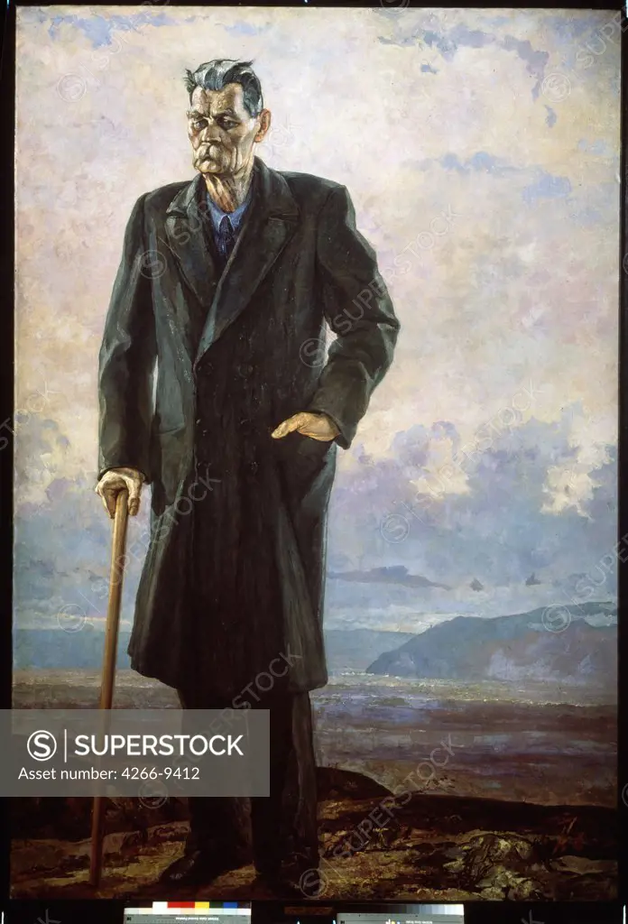 Portrait of author Maxim Gorky by Pavel Dmitryevich Korin, Oil on canvas, 1932, 1892-1967, Russia, Nizhny Novgorod, State M. Gorky Memorial Museum,