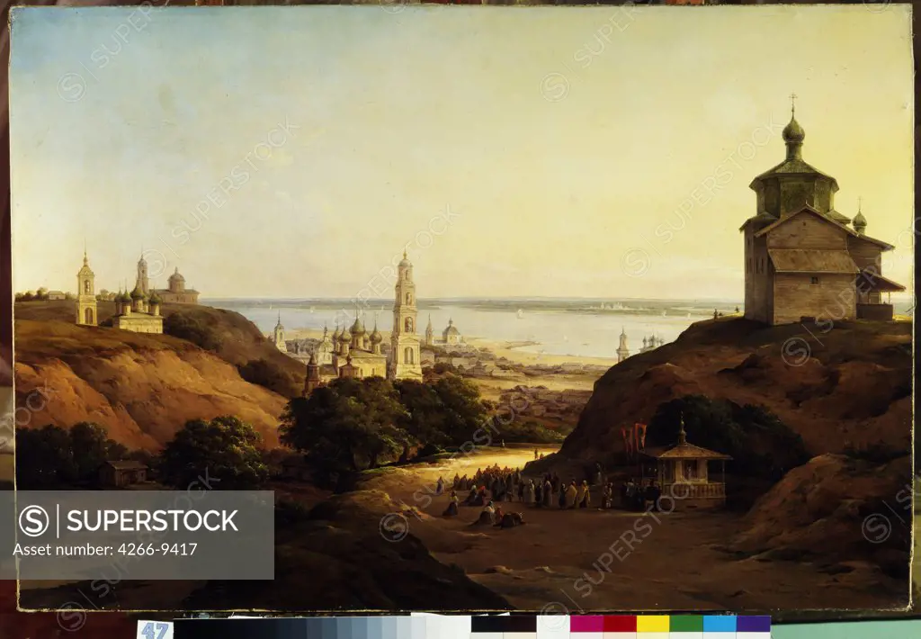 View of Volga River by anonymous artist, painting, Russia, St. Petersburg, State Russian Museum, 72x106