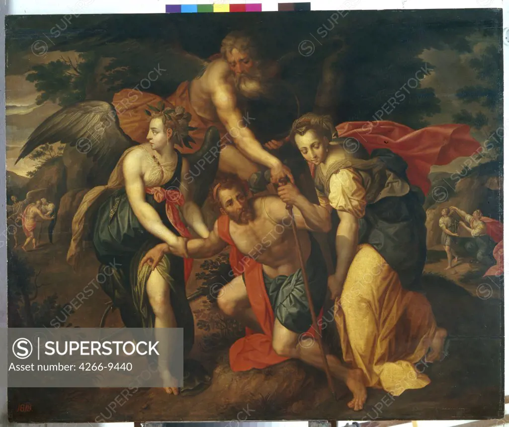 Angels holding man by anonymous artist, painting, Russia, St. Petersburg, State Hermitage, 100x123