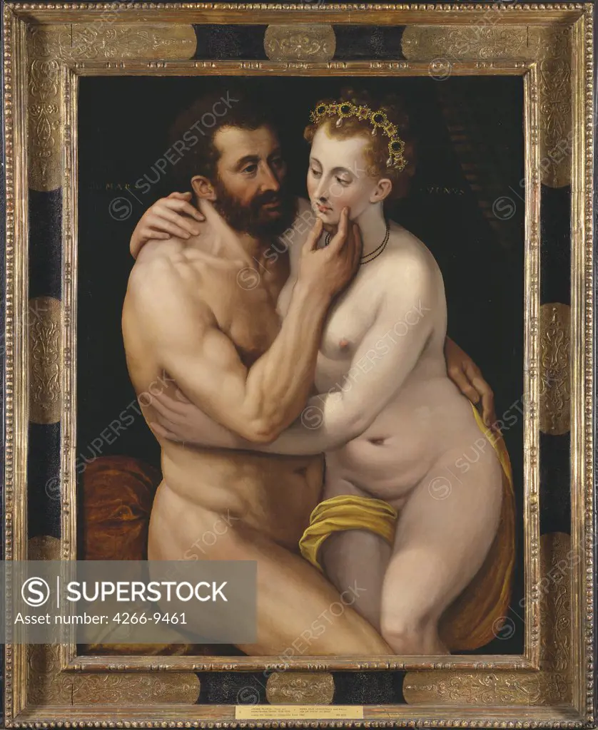 Man embracing woman by anonymous artist, painting, Sweden, Stockholm, Nationalmuseum