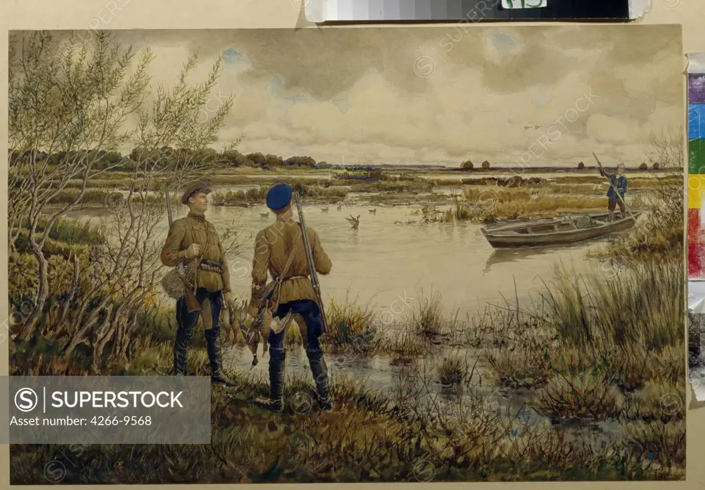 Hunters by anonymous artist, painting, Russia, Moscow, State Central Military Museum,