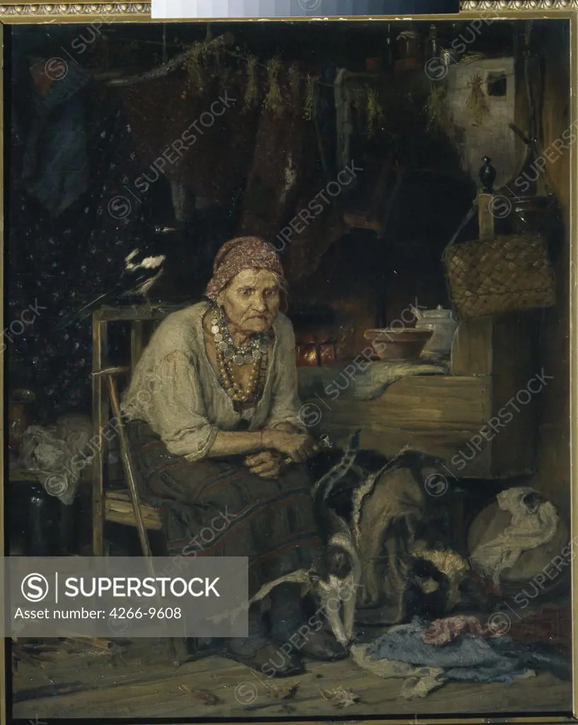 Portrait of old, poor woman by anonymous artist, painting, Russia, Moscow, State Tretyakov Gallery, 82x66, 5