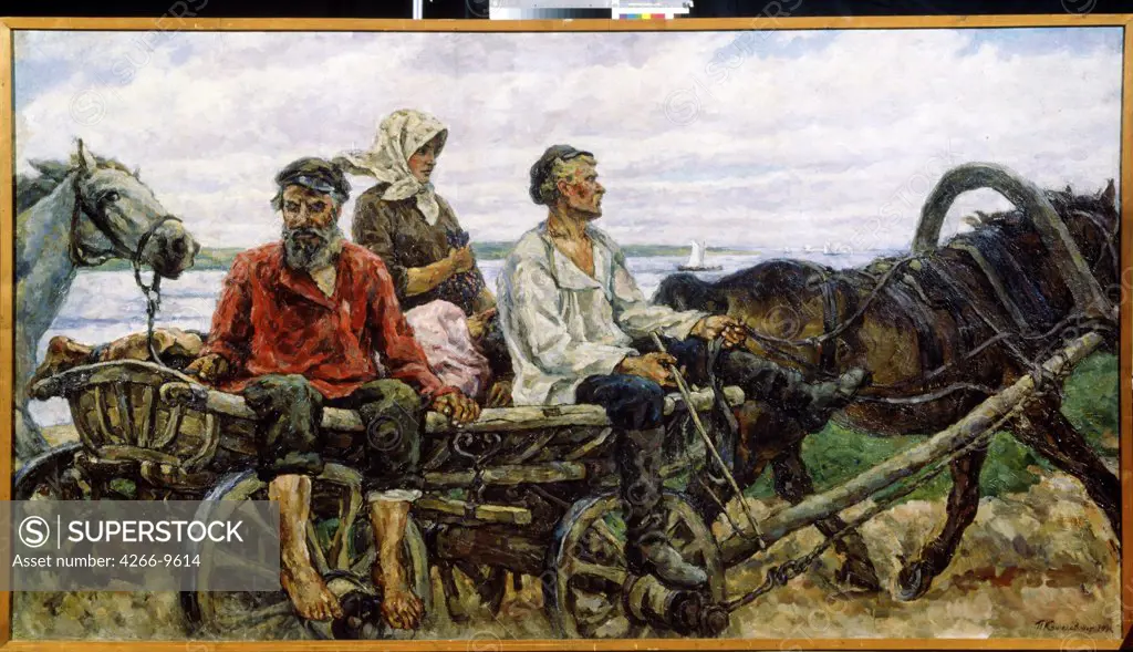 Return from market by Pyotr Petrovich Konchalovsky, Oil on canvas, 1924, 1876-1956, Russia, St. Petersburg, State Russian Museum