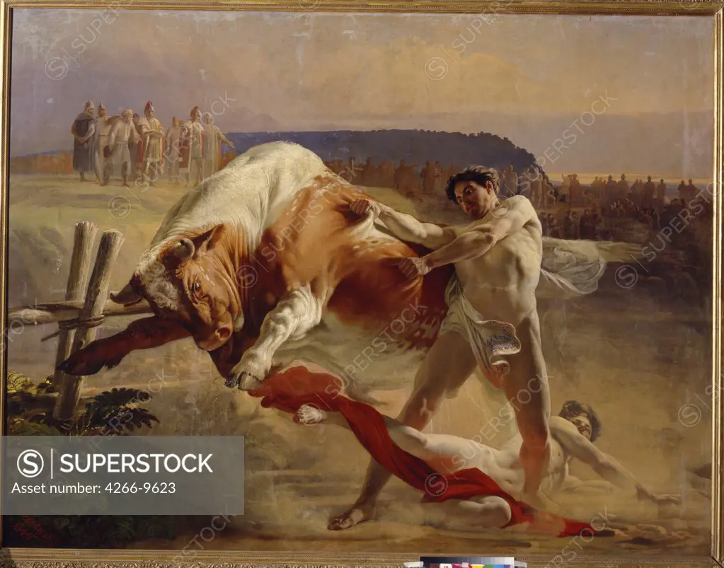 Bullfight by anonymous artist, painting, Russia, Khabarovsk, Far Eastern Art Museum, 207x266