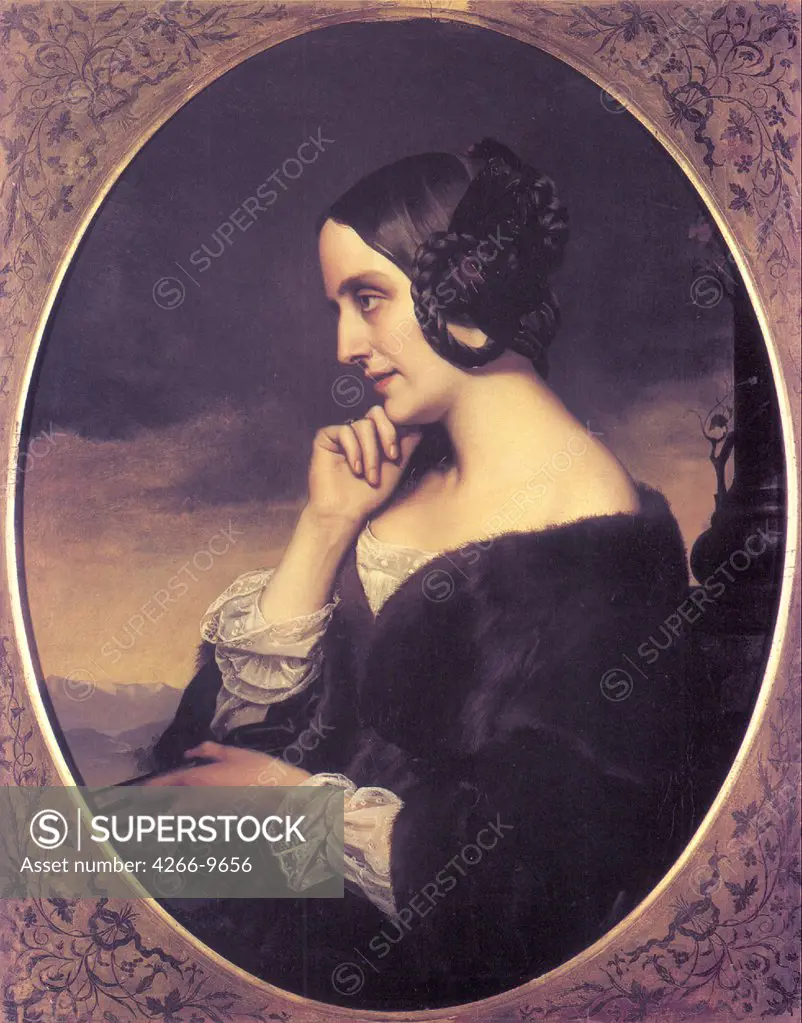 Portrait of Marie dAgoult by anonymous artist, painting, France, Paris, Musee de la Vie romantique