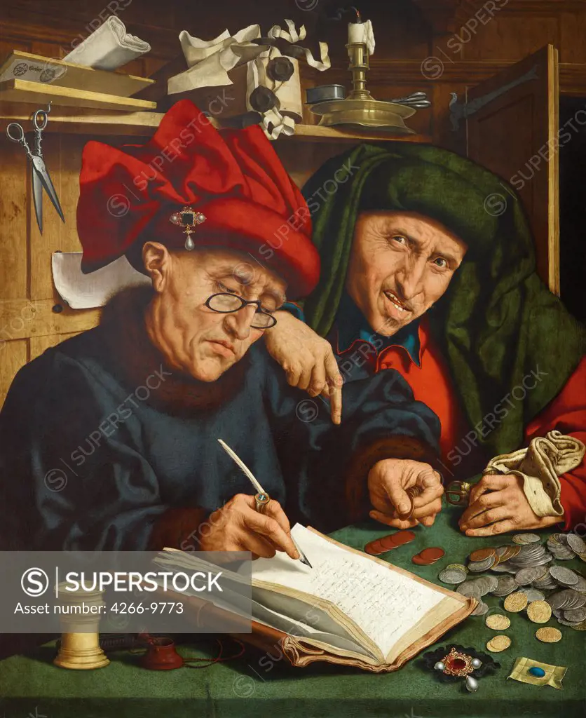 Tax Collectors by Quentin Matsys, Oil on wood, 1466-1530, Liechtenstein Museum, 86x71