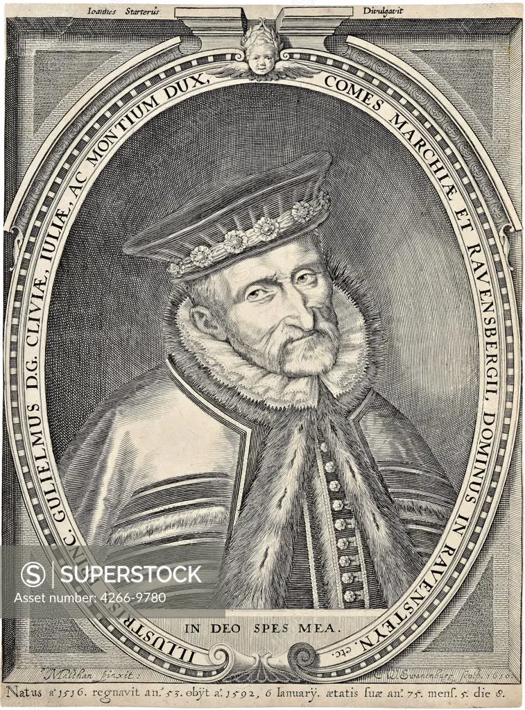 Portrait of Duke William of Julich-Cleves-Berg by Willem van Swanenburgh, Copper engraving, 1582-1616, Private Collection