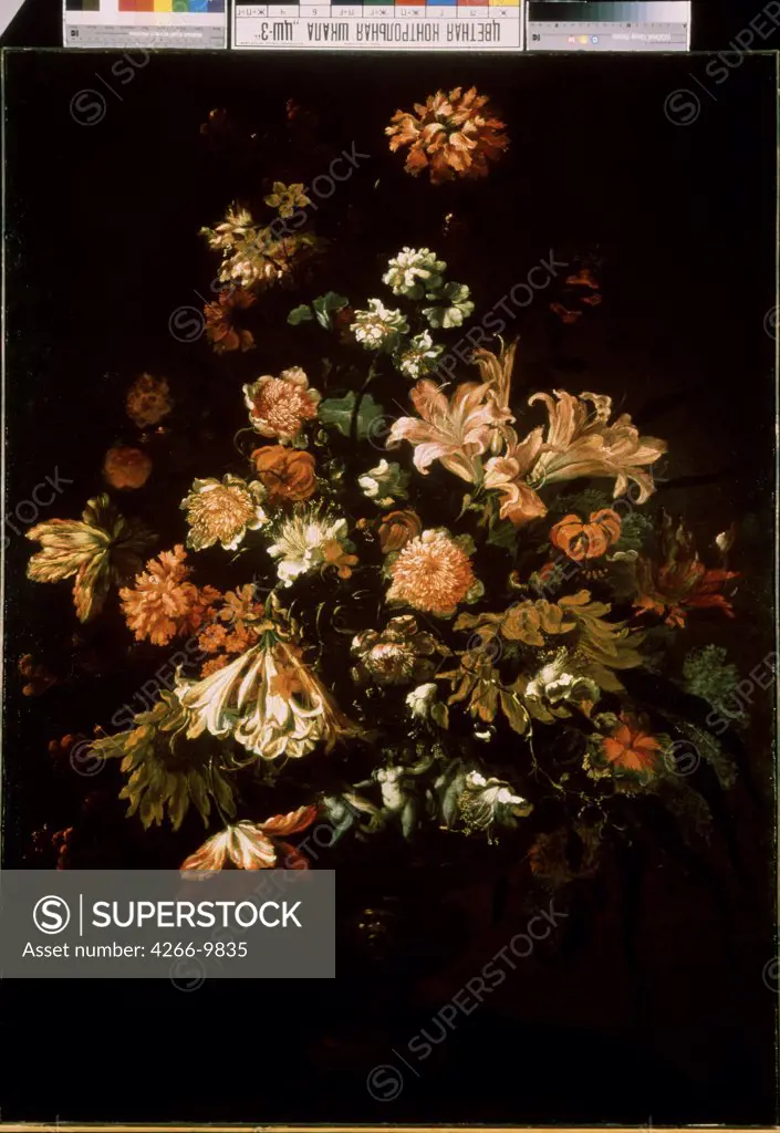 Bunch of Flowers by Jan van Huysum, Oil on canvas, 1682-1749, 18th century, Russia, Tula, State Art Museum, 130x93