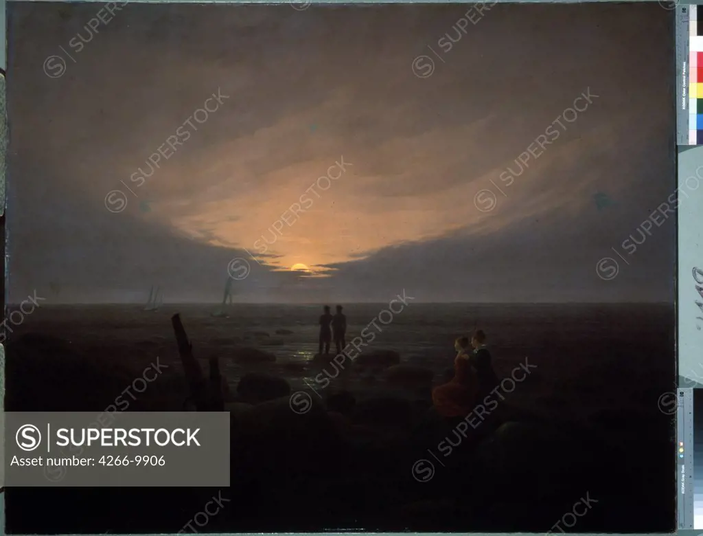 At seashore by Caspar David Friedrich, Oil on canvas, 1821, 1774-1840, Russia, St. Petersburg, State Hermitage, 135x170