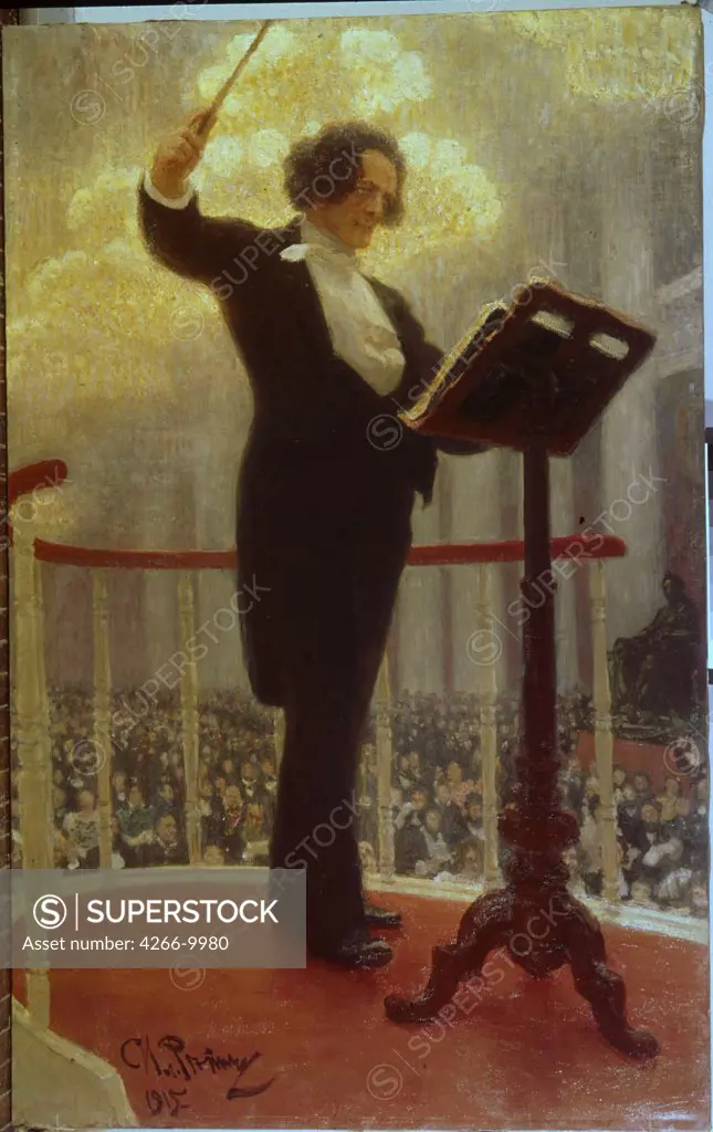 Composer, conductor and pianist Anton Rubinstein by Ilya Yefimovich Repin, Oil on canvas, 1909-1915, 1844-1930, Russia, Samara, State Art Museum, 216x136