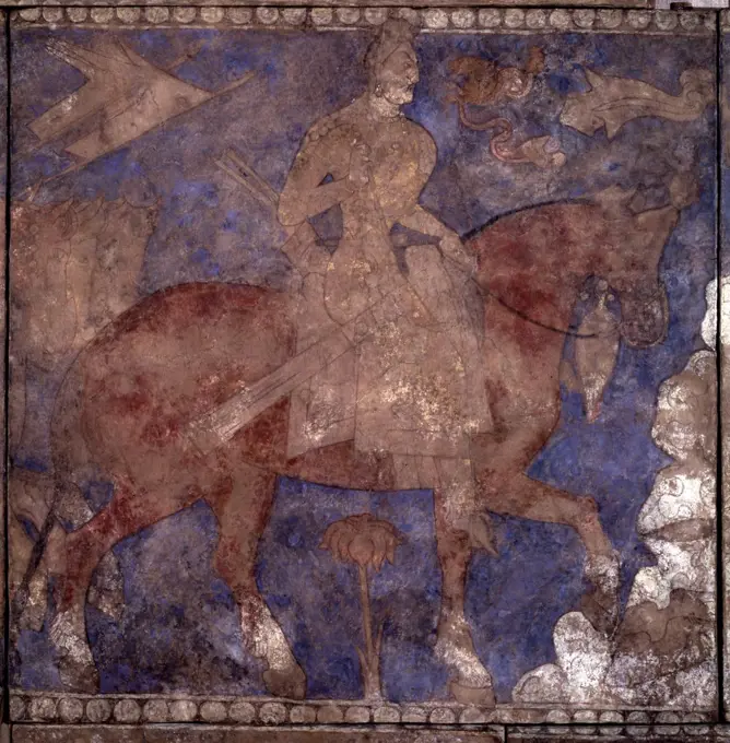 Sogdian Art, Fresco, 8th century, Russia, St. Petersburg, State Hermitage, H 100