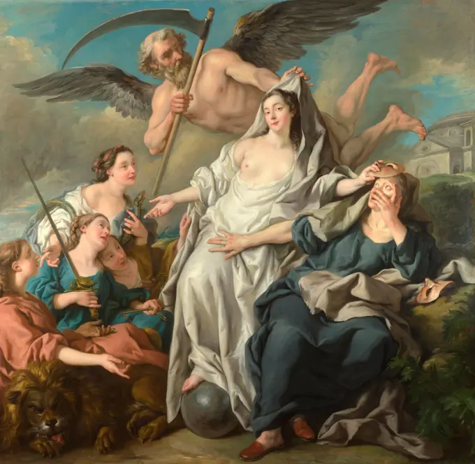 Time unveiling Truth by Troy, Jean-Francois de (1679-1752)/ National Gallery, London/ 1733/ France/ Oil on canvas/ Rococo/ 203x208/ Mythology, Allegory and Literature